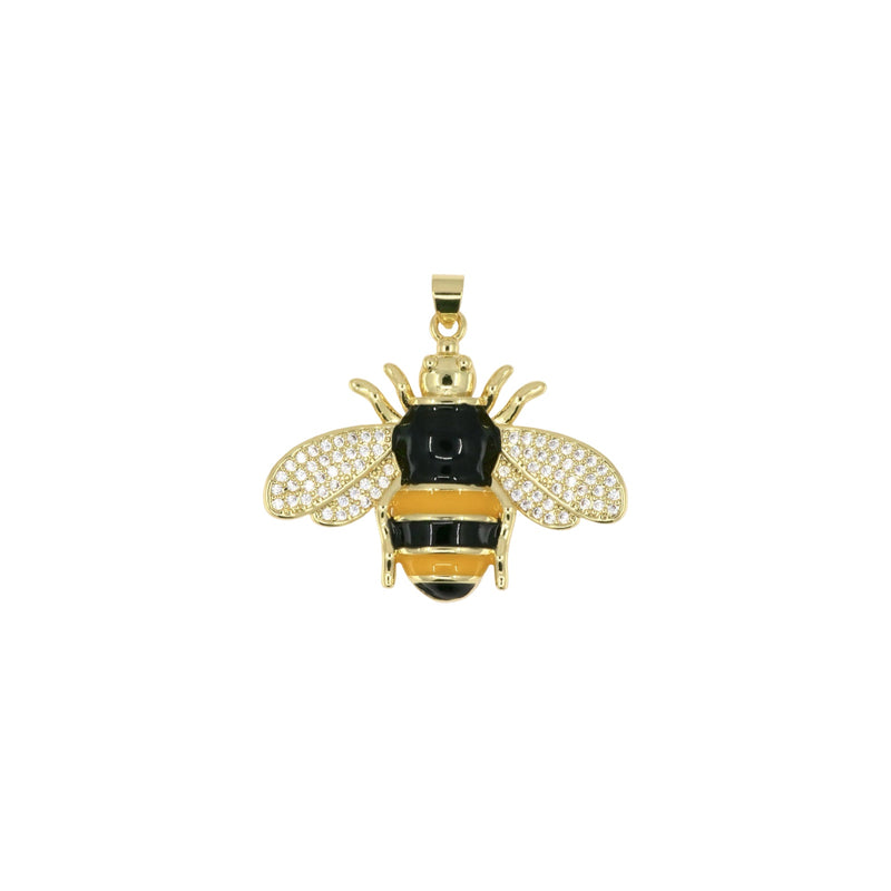 Enamel Bee Pendant with Pavé Crystal Details