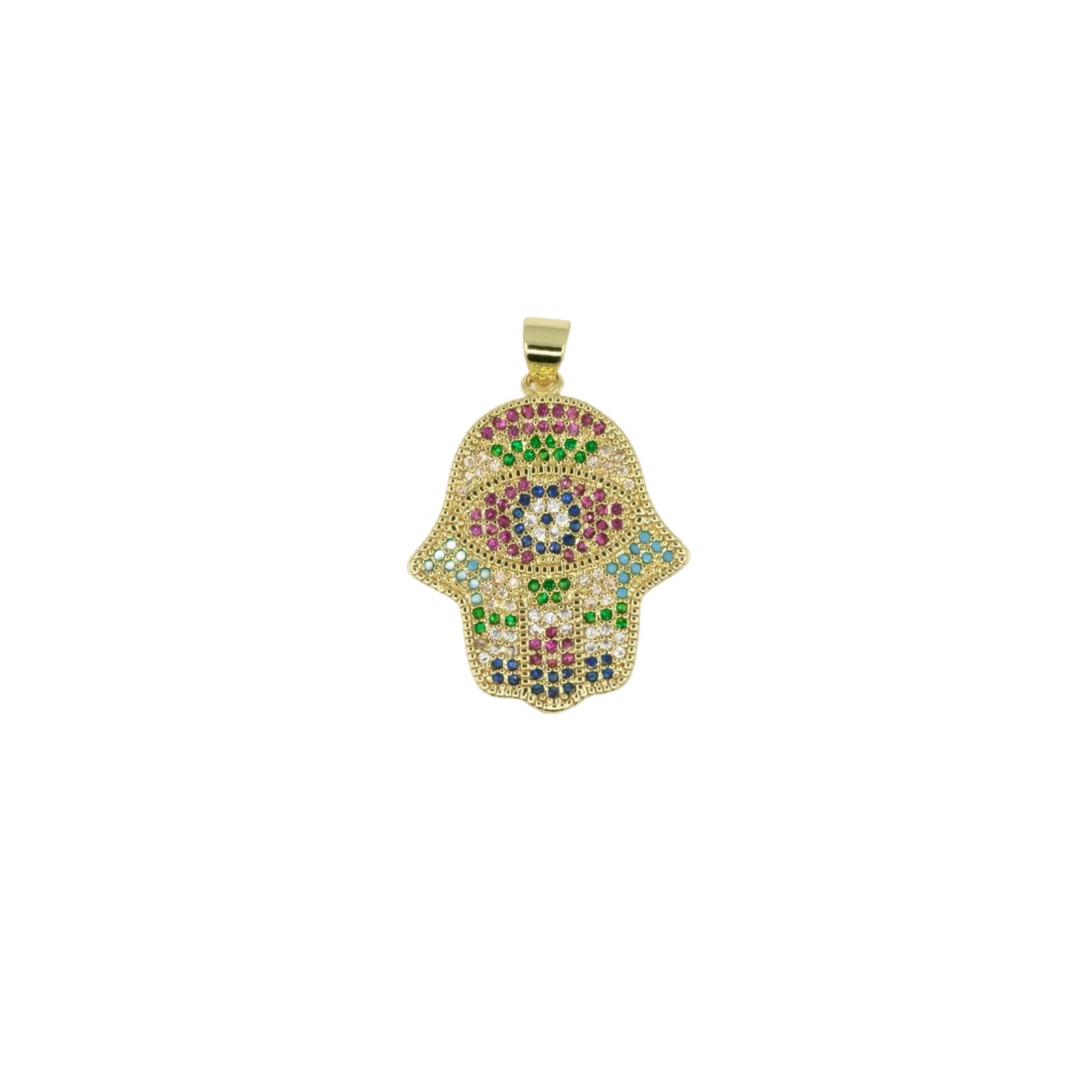 Multicolor Pavé Hamsa Hand Pendant