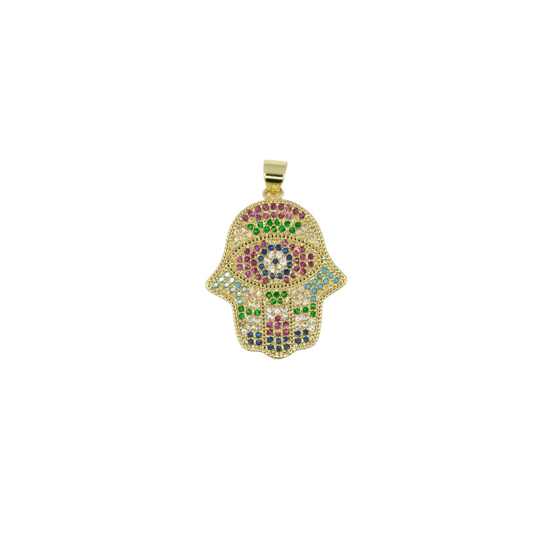 Multicolor Pavé Hamsa Hand Pendant