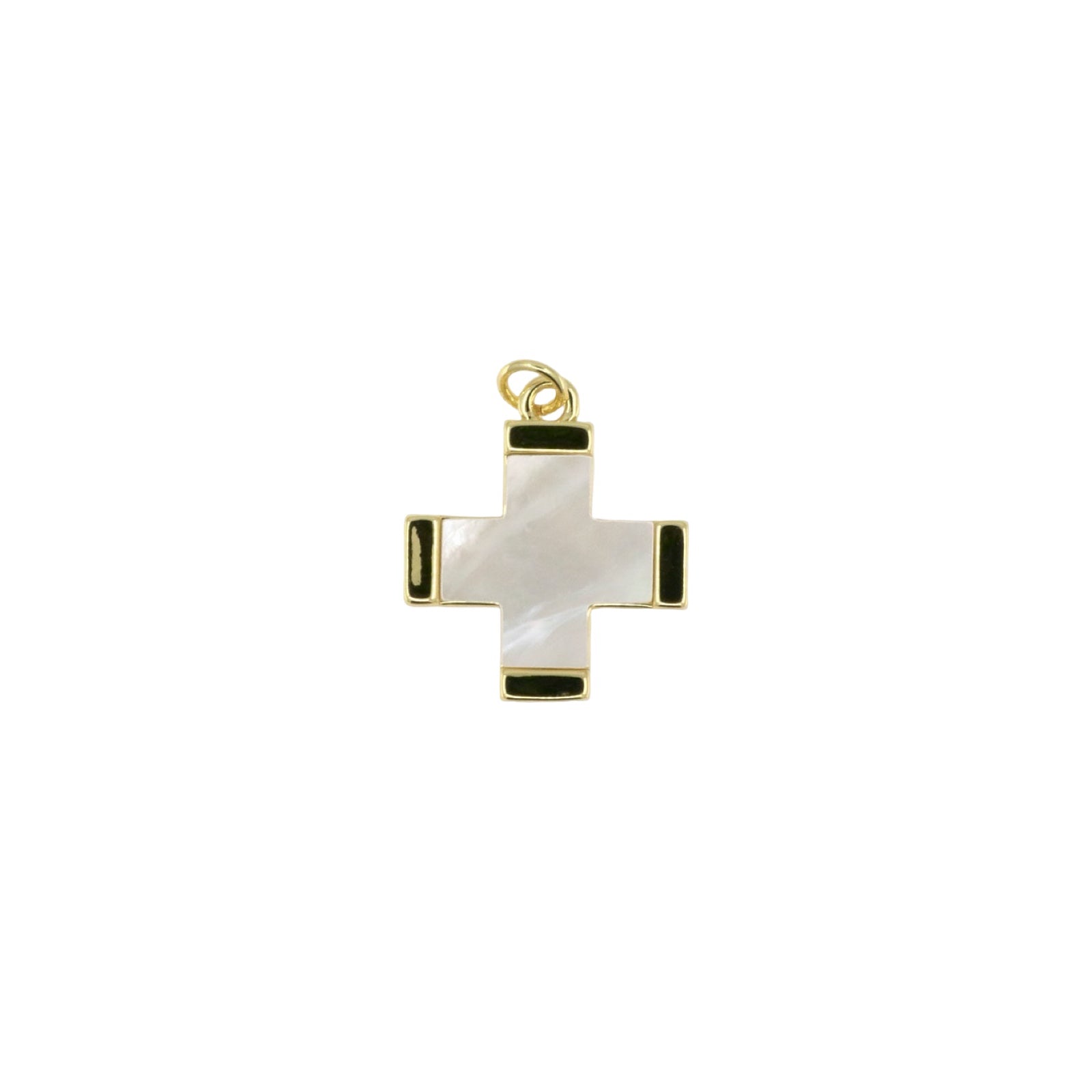 Gold Cross Pendant with Mother of Pearl