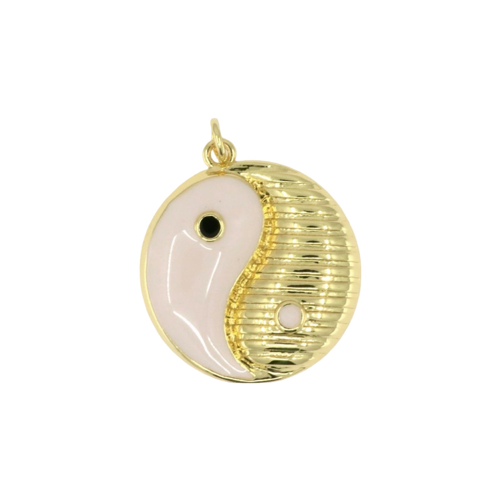 Gold & White Yin Yang Pendant