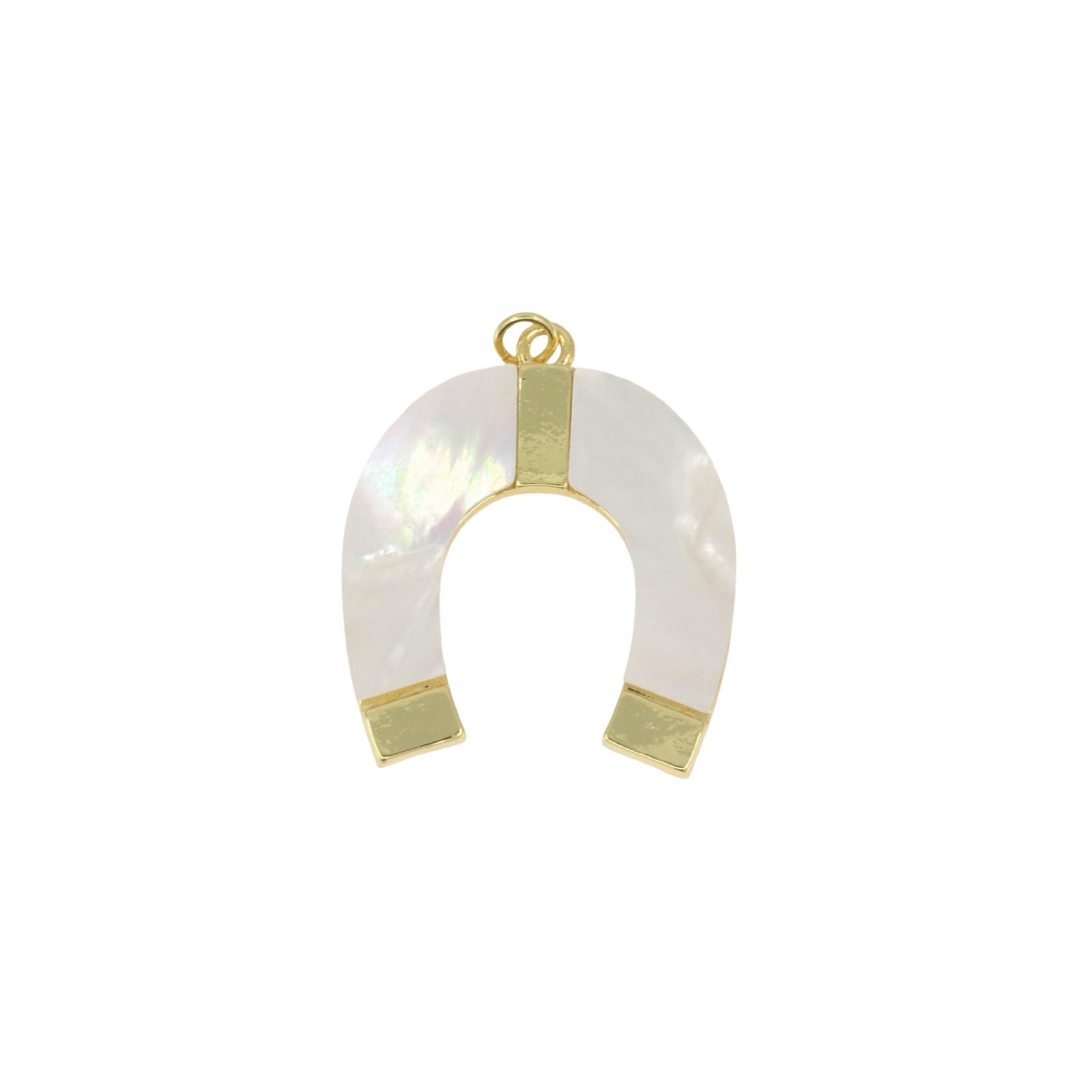 Gold Horseshoe Pendant with Mother of Pearl