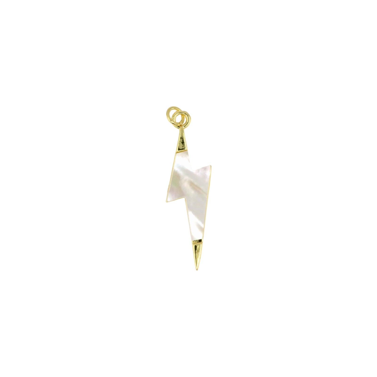 Gold Lightning Bolt Pendant with Mother of Pearl