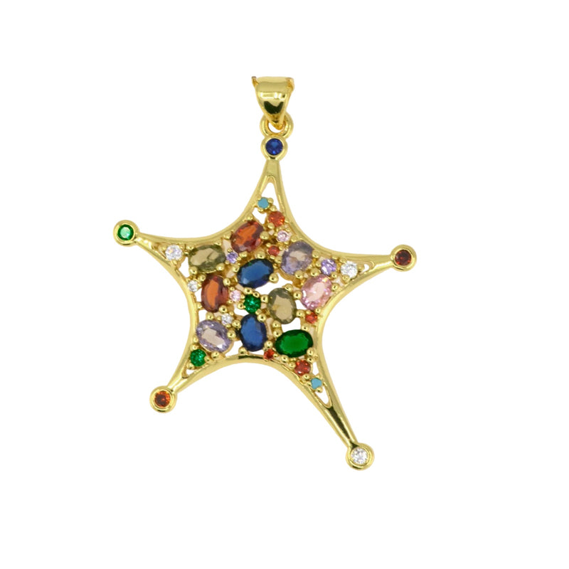 Abstract Multicolor Crystal Star Pendant