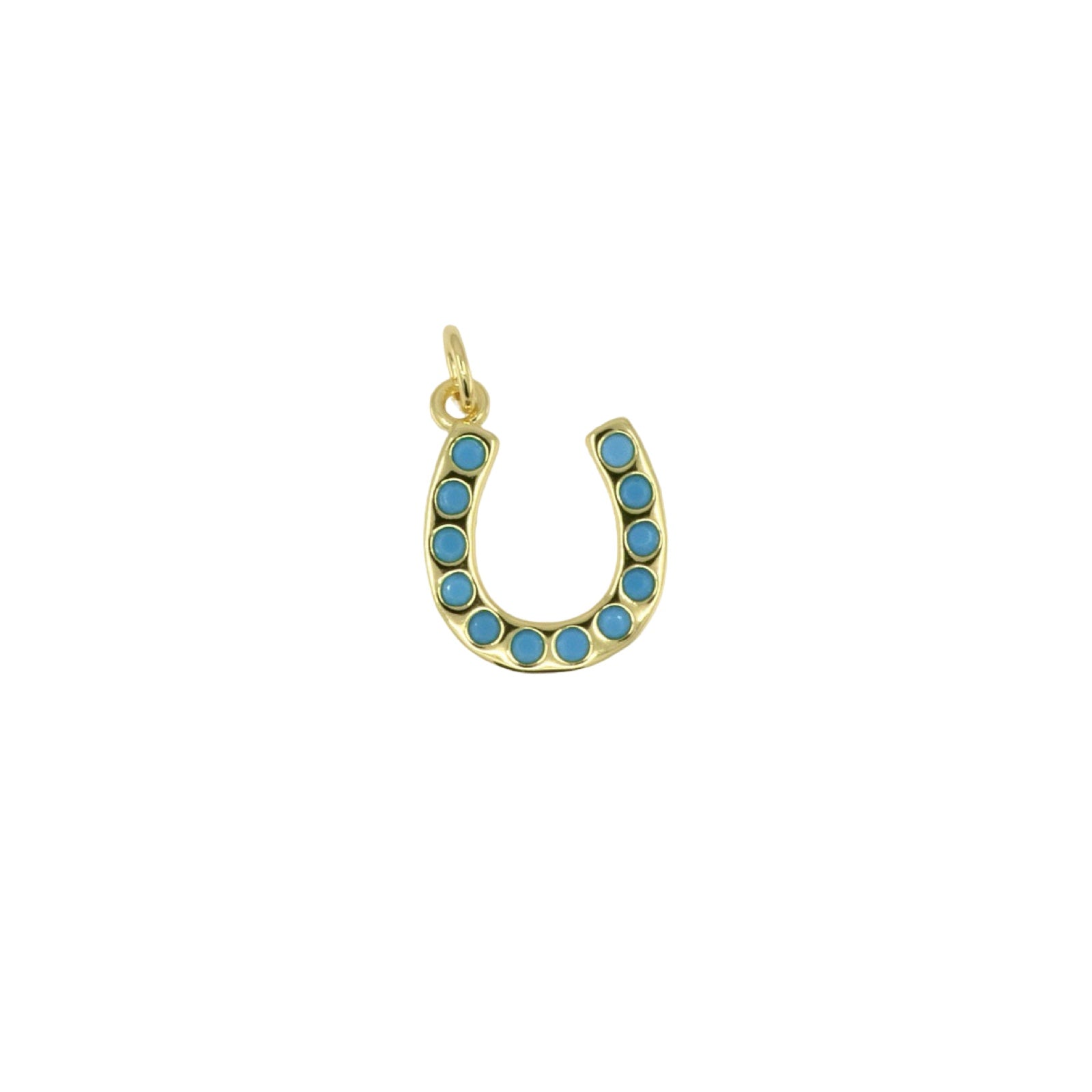 Mini Gold Horseshoe Pendant with Turquoise