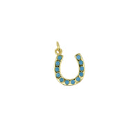 Mini Gold Horseshoe Pendant with Turquoise