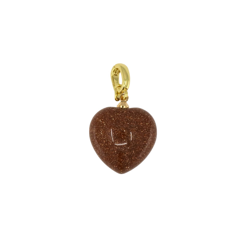 Puffy Heart Pendant in Natural Stones