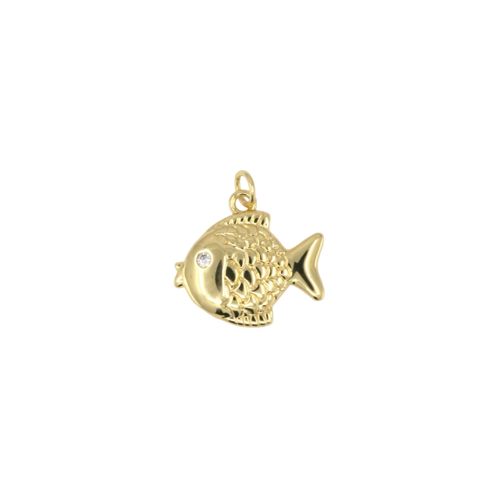 Mini Golden Puffer Fish Pendant with Crystal Eye