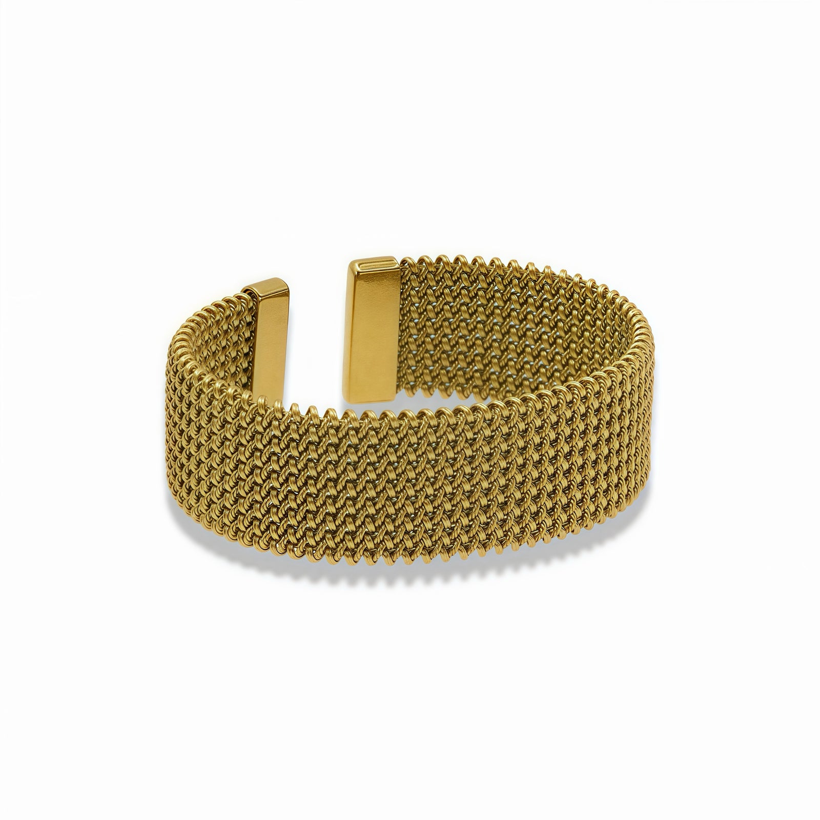 Adjustable woven stainless steel bracelet