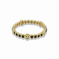 Elastic bracelet with crystal circles and happy face