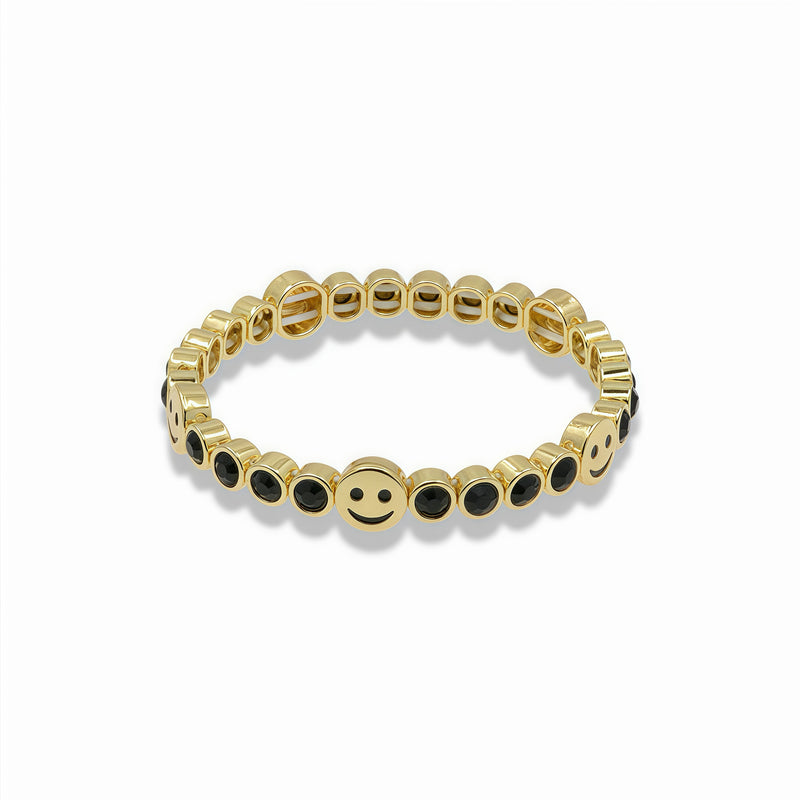 Elastic bracelet with crystal circles and happy face