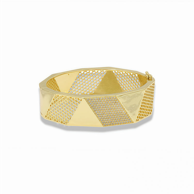 Elegant gold honeycomb pavé bracelet