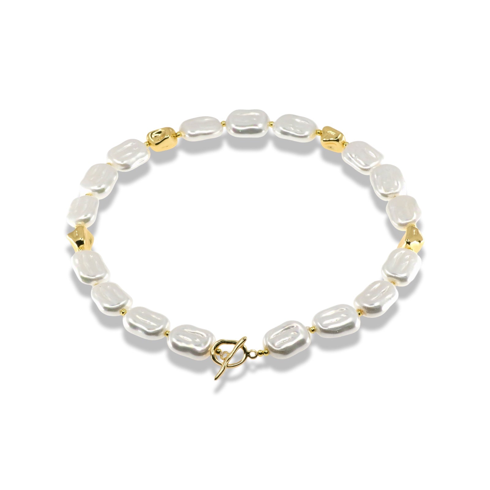 Gold Baroque Pearl Necklace