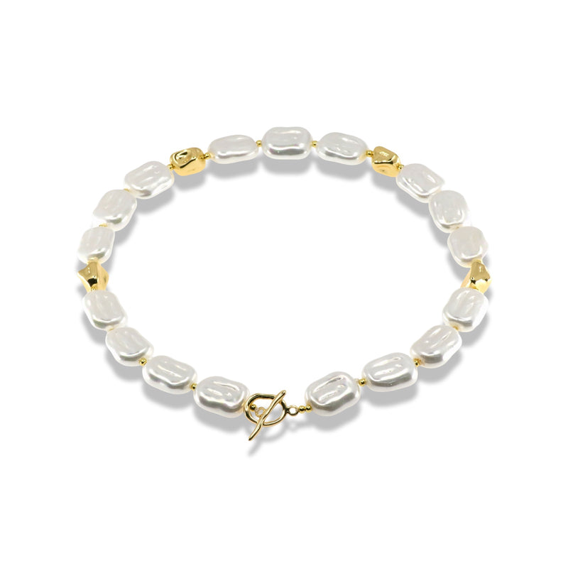 Gold Baroque Pearl Necklace