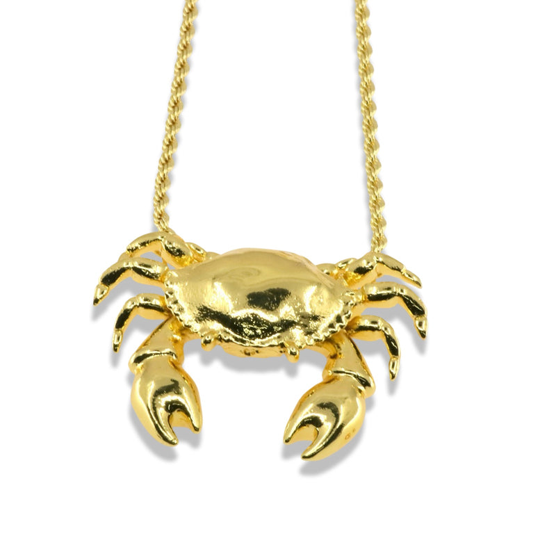 Gold Chunky Crab Pendant Rope Chain Necklace