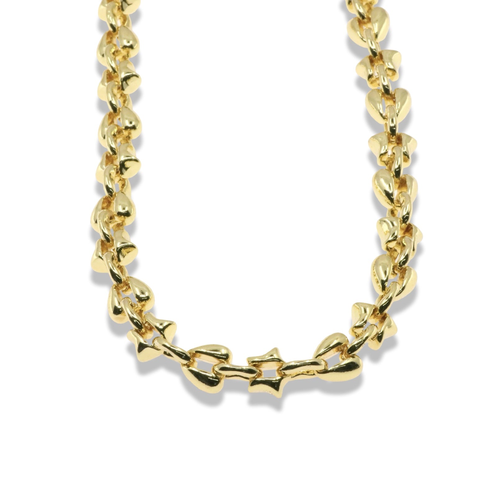 Gold Chunky Star & Heart Link Necklace