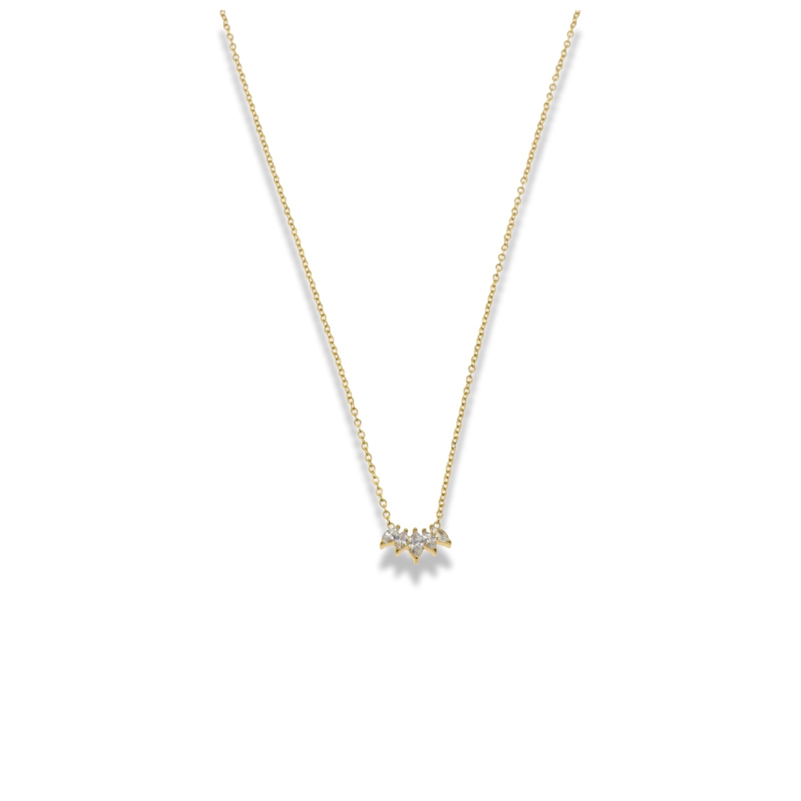 Gold Crystal Petal Drop Necklace