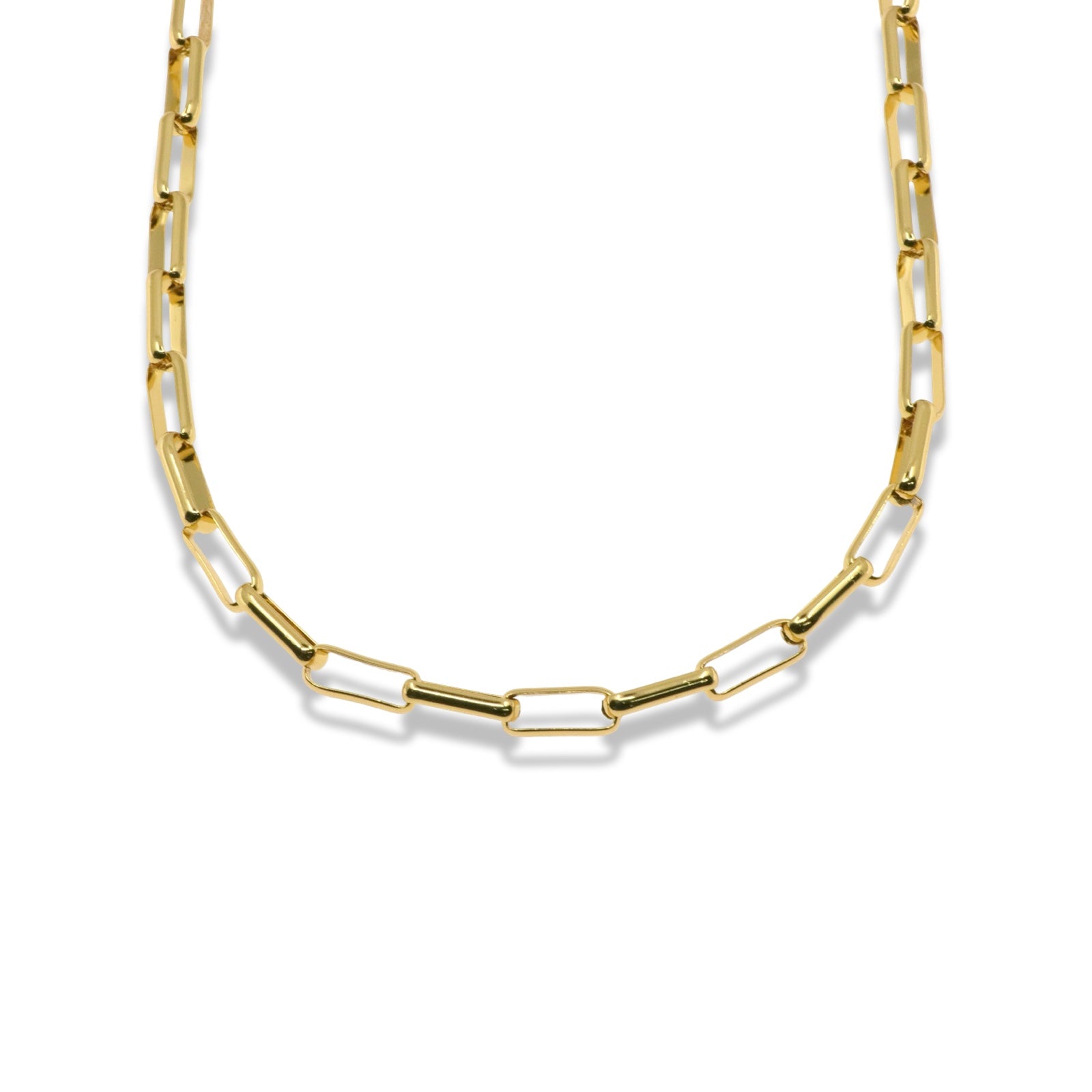 Gold Paperclip Chain Necklace in Stainless Steel