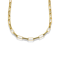 Gold Paperclip Chain Necklace in Stainless Steel