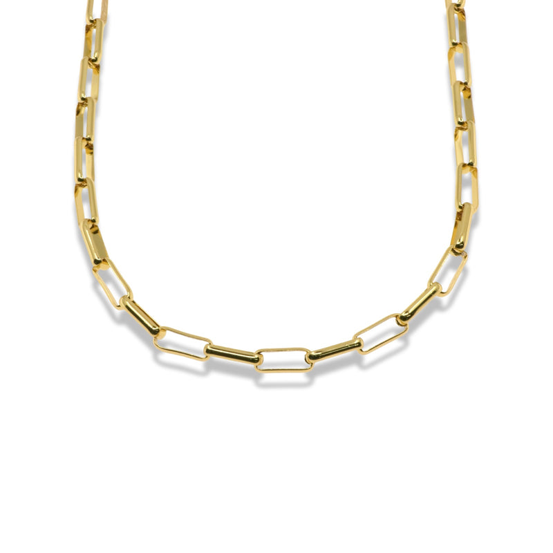 Gold Paperclip Chain Necklace in Stainless Steel