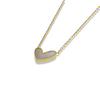 Gold Mother of Pearl Heart Pendant Necklace