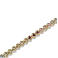 HEART ZIRCONIA TENNIS NECKLACE- MULTICOLOR HEARTS