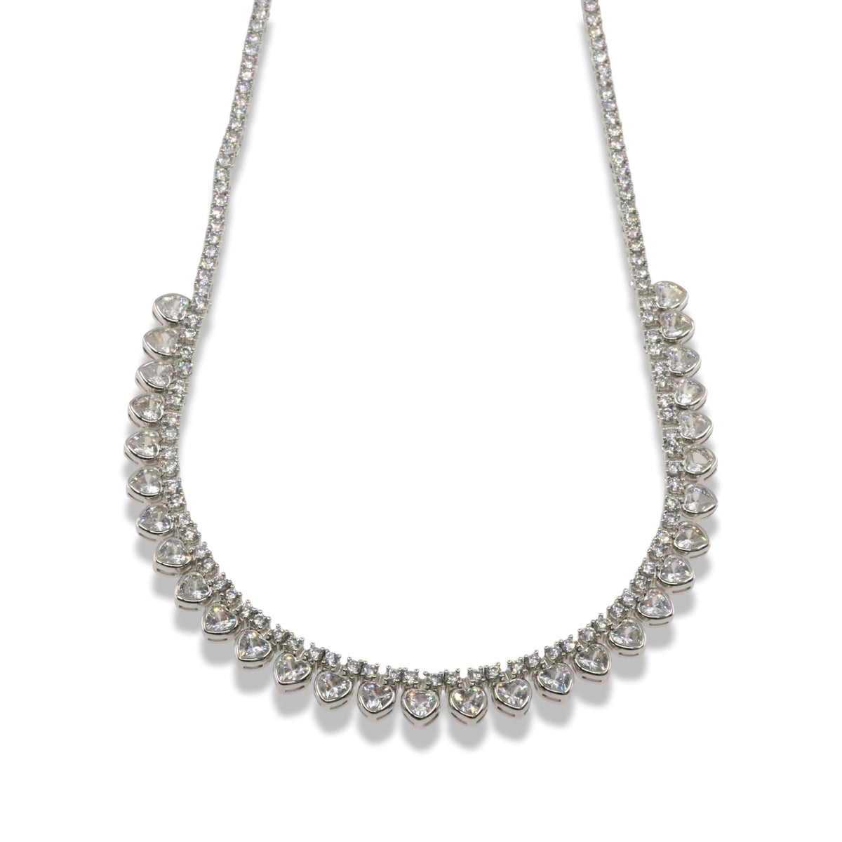 Heart zirconia tennis necklace