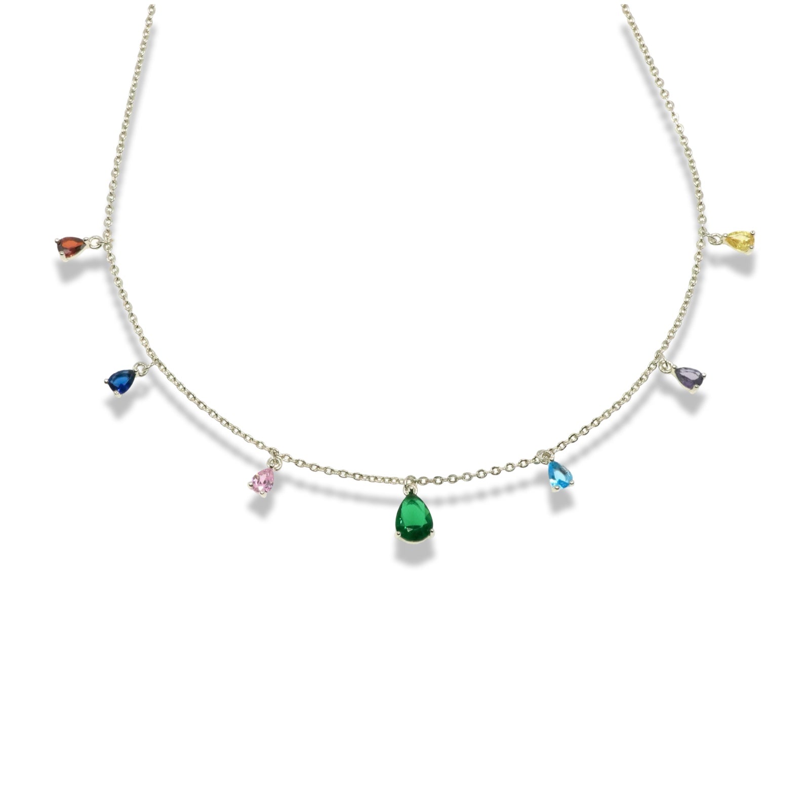 Crystal Drop Chain Necklace