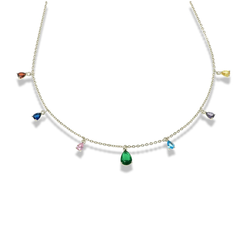 Crystal Drop Chain Necklace