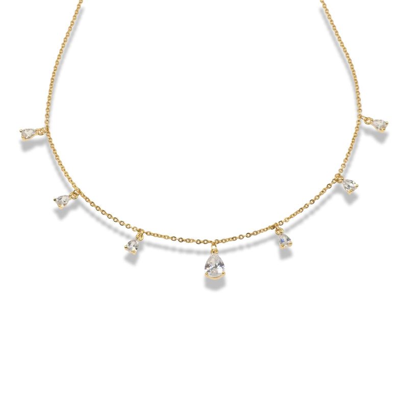 Crystal Drop Chain Necklace