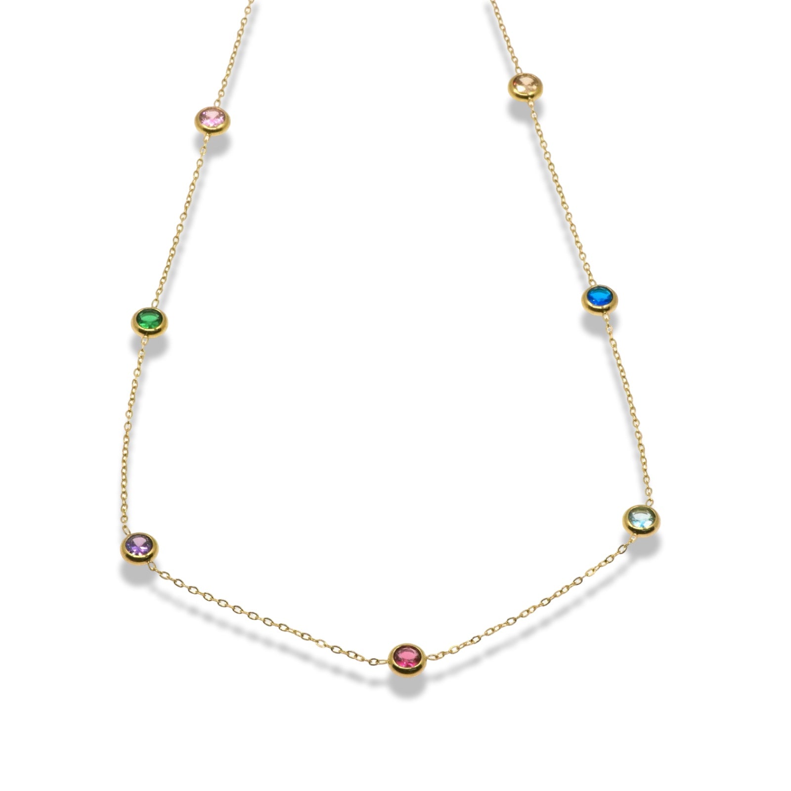 Gold Crystal Accent Necklace in Stainless Steel