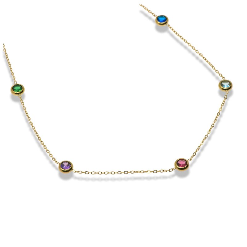 Gold Crystal Accent Necklace in Stainless Steel