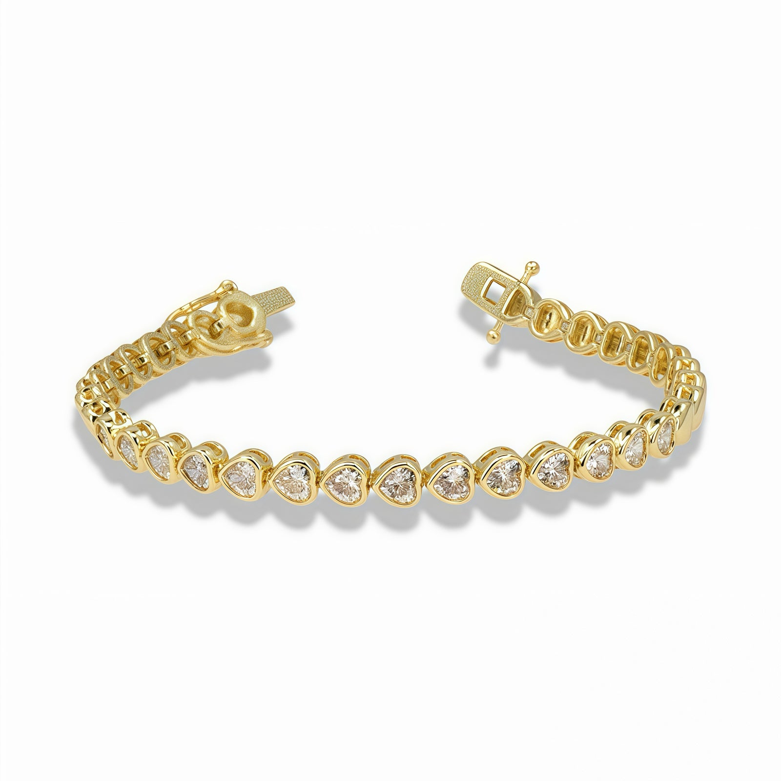 Heart Link Bracelet with Pavé Front