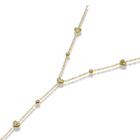 Gold Mini Heart Tie Necklace in Stainless Steel