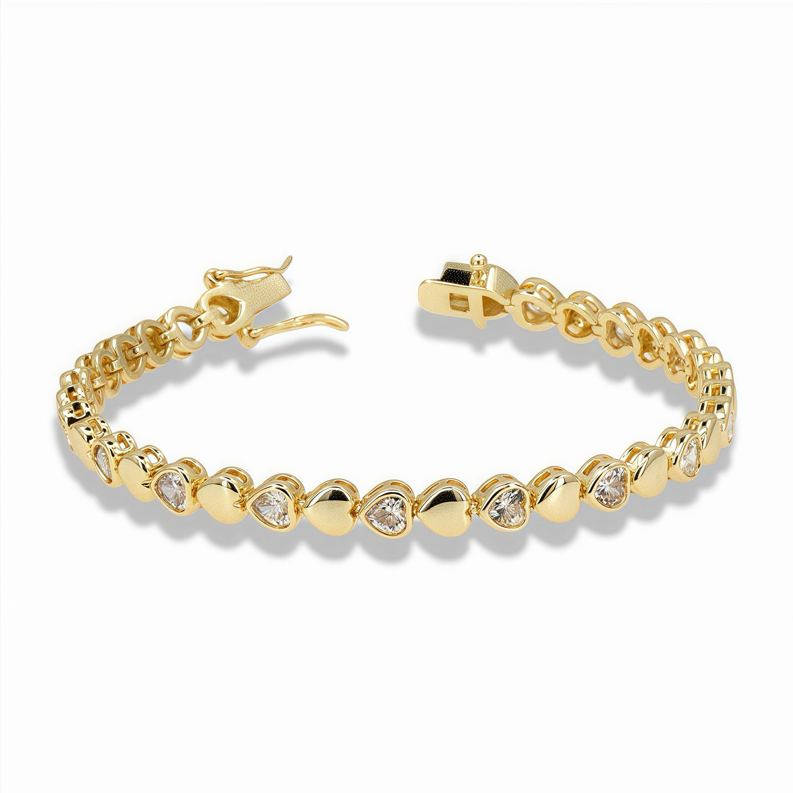 Asymmetrical Heart Bracelet – Smooth & Pavé CZ