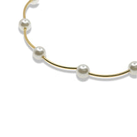Gold Pearl Bar Necklace with Extension Chain