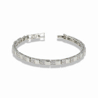 Alternating Pavé Link Bracelet – Silver Stainless Steel