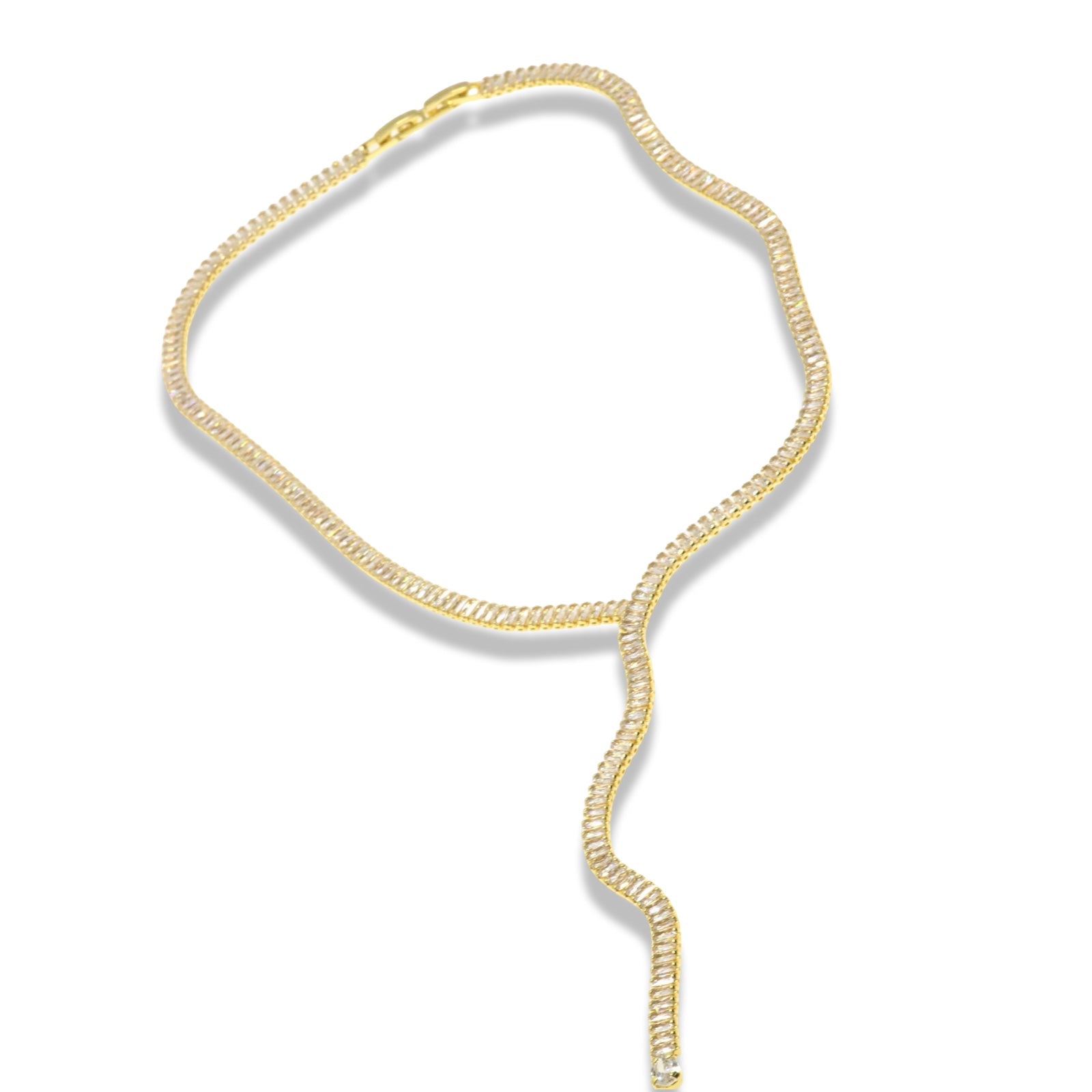 Baguette Tennis Tie Necklace
