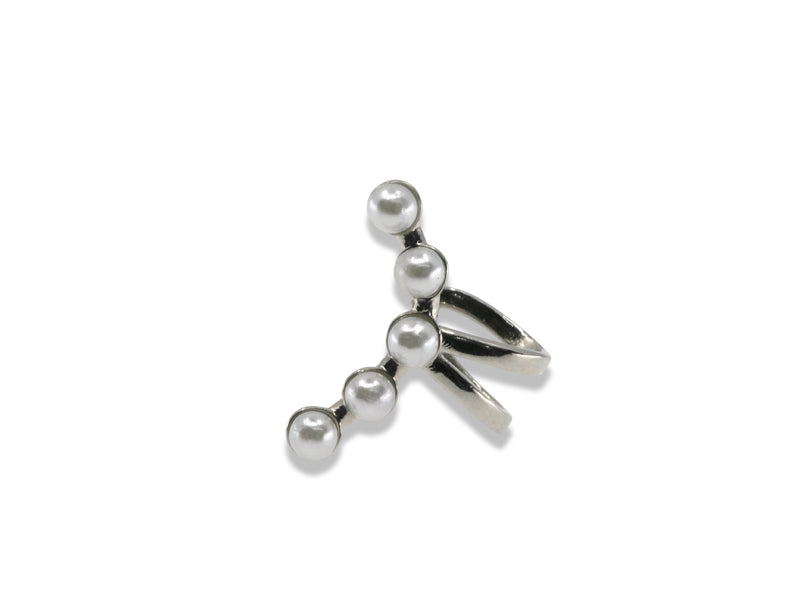Mini pearl ear cuff – silver tone curved design