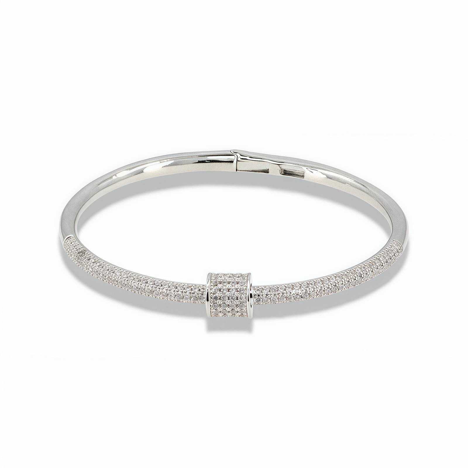 Pavé bangle bracelet with center ring detail