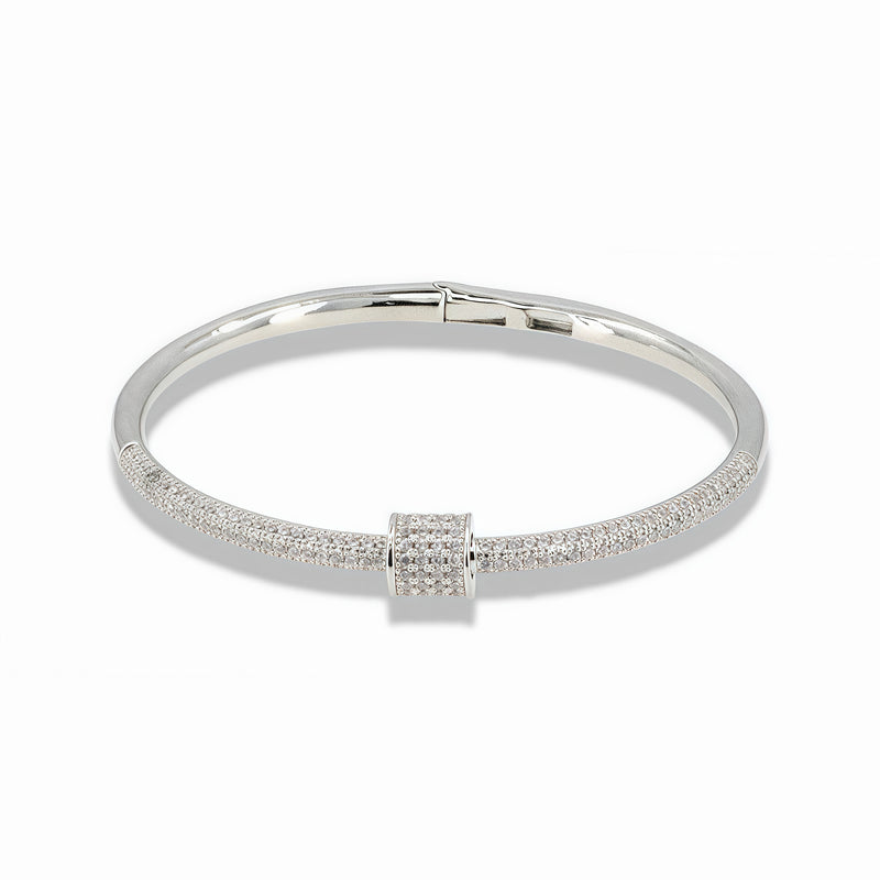 Pavé bangle bracelet with center ring detail