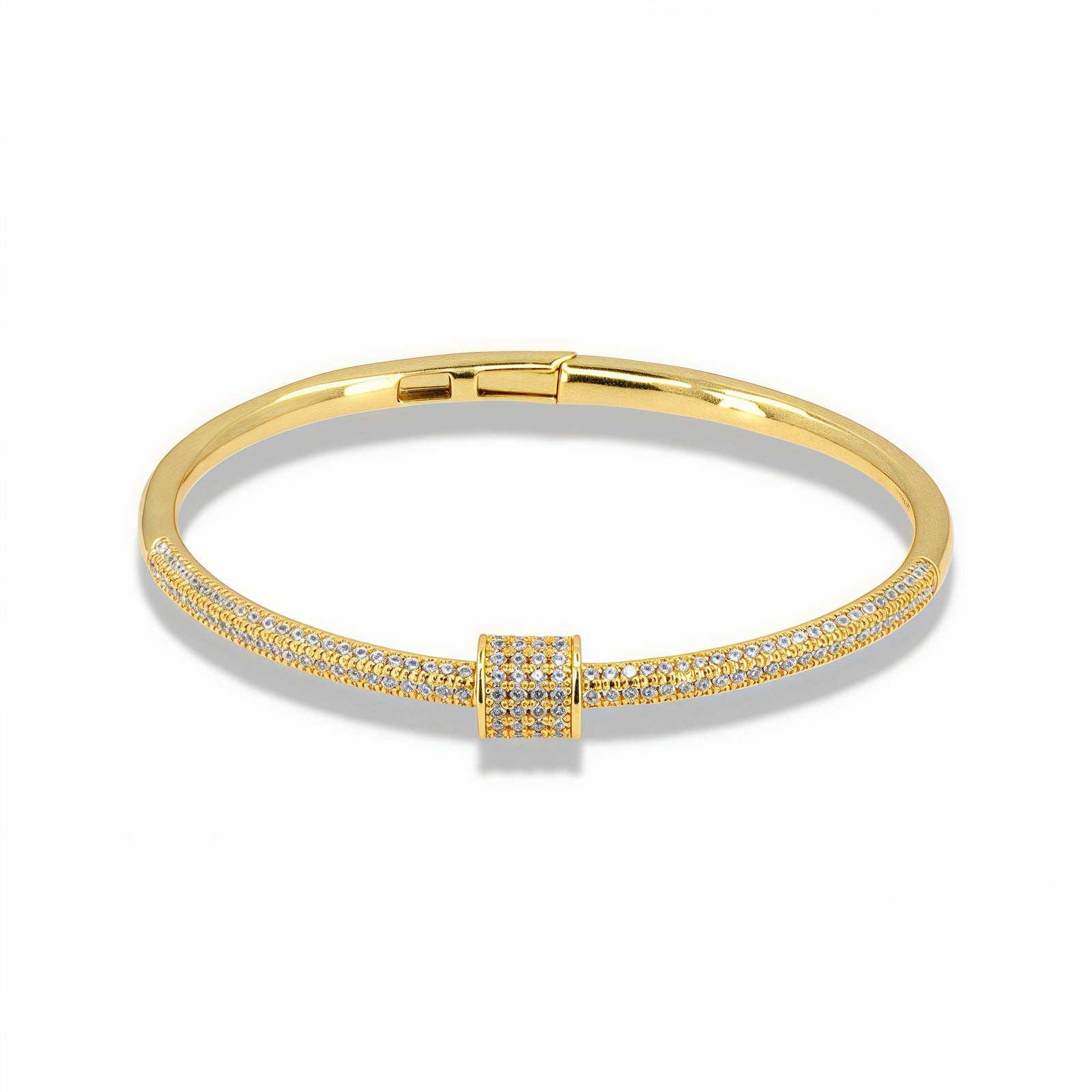 Pavé bangle bracelet with center ring detail