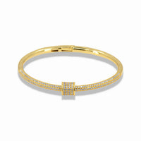 Pavé bangle bracelet with center ring detail