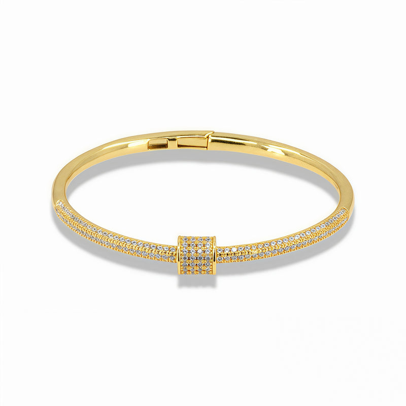 Pavé bangle bracelet with center ring detail