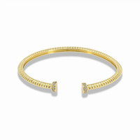 Open corrugated bangle bracelet with pavé details