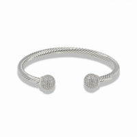 Open cable bangle bracelet with pavé ball ends