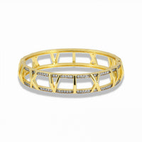 Bracelet bangle with roman numerals and pavé edge