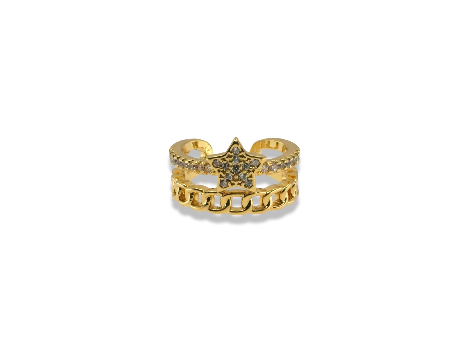 Pavé star & chain ear cuff
