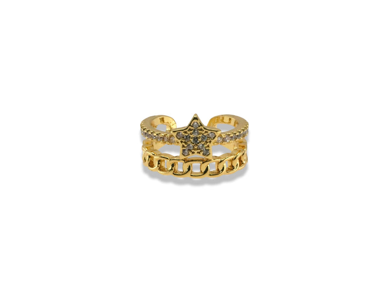 Pavé star & chain ear cuff