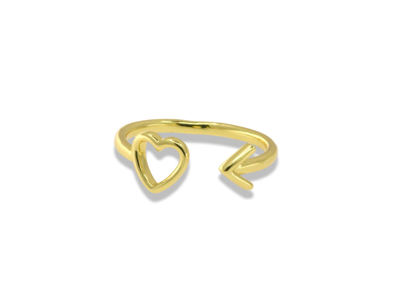 Gold Cupid Arrow Heart Ring